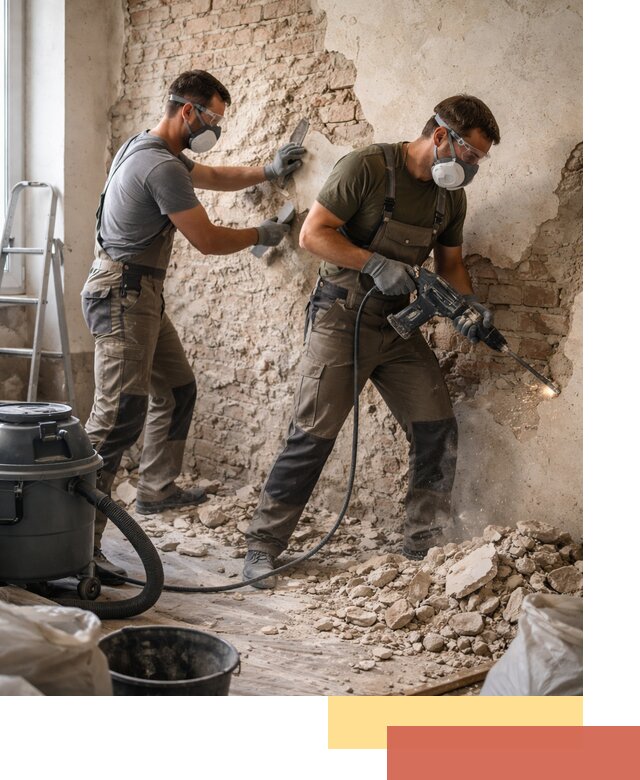 Демонтаж штукатурки со стен в Новочеркасске быстро и аккуратно