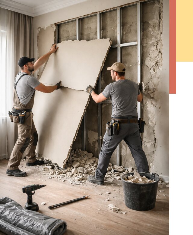 Демонтаж гипсокартона со стен в Новочеркасске от 358 руб. — услуги демонтажа | ОТДЕЛОЧНИК-Нвч