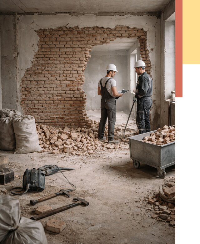 Демонтаж кирпичных стен в Новочеркасске от 4298 руб. — быстро, недорого, под ключ | ОТДЕЛОЧНИК-Нвч