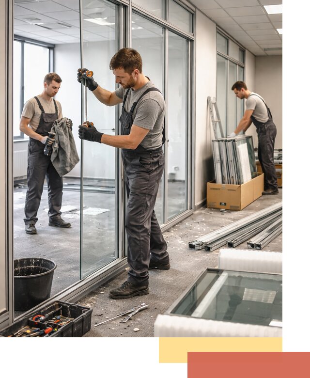 Демонтаж стеклянных перегородок в Новочеркасске быстро и безопасно