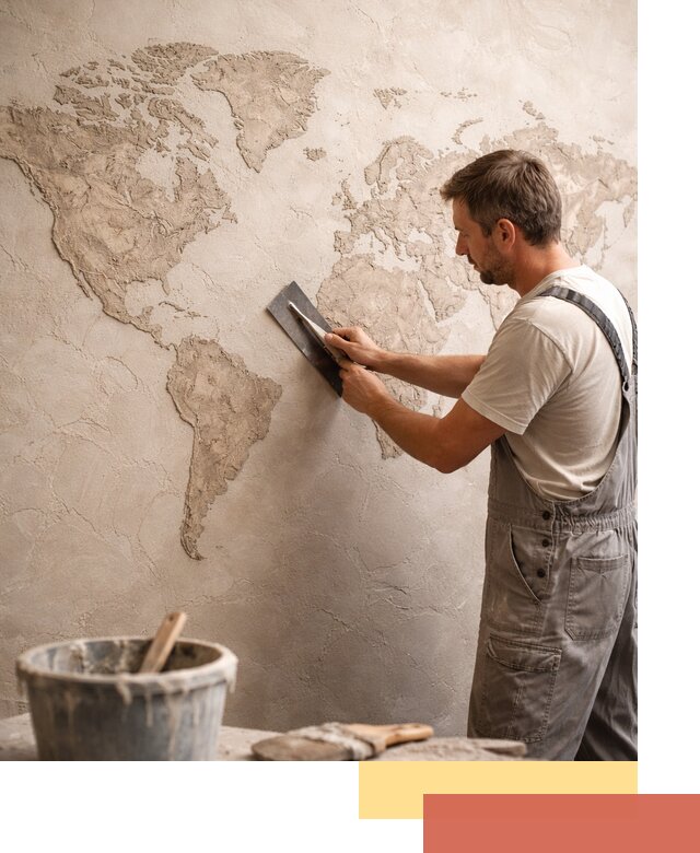 Декоративная штукатурка «Карта мира» под ключ в Новочеркасске