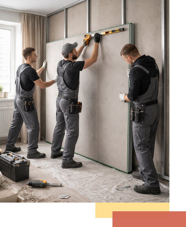 Шумоизоляция стен панелями ЗИПС в Новочеркасске для жилых и коммерческих помещений