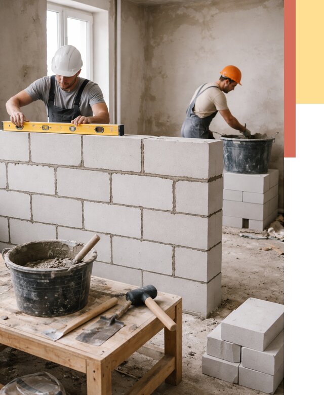 Кладка перегородок из газобетона в Новочеркасске от 3275 руб. под ключ | ОТДЕЛОЧНИК-Нвч