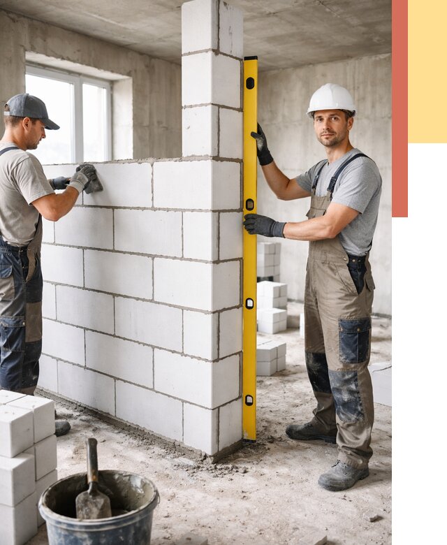 Кладка перегородок из пеноблока в Новочеркасске от 1842 руб. под ключ | ОТДЕЛОЧНИК-Нвч