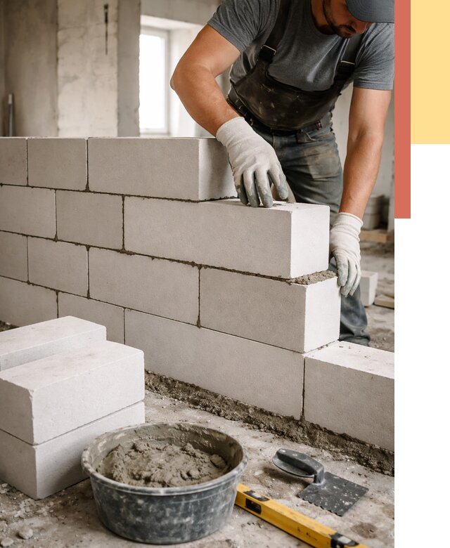 Кладка перегородок из силикатного блока в Новочеркасске от 4094 руб. под ключ | ОТДЕЛОЧНИК-Нвч