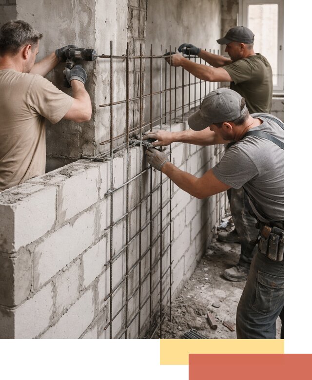 Армирование кладки перегородок в Новочеркасске профессионально и надёжно