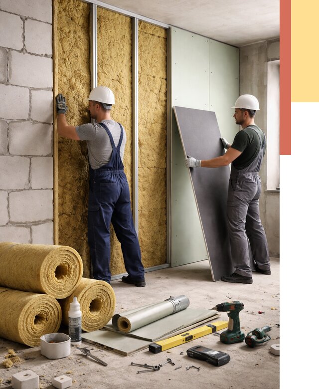 Шумоизоляция перегородок из блоков в Новочеркасске от 1893 руб./м² — быстро и недорого | ОТДЕЛОЧНИК-Нвч