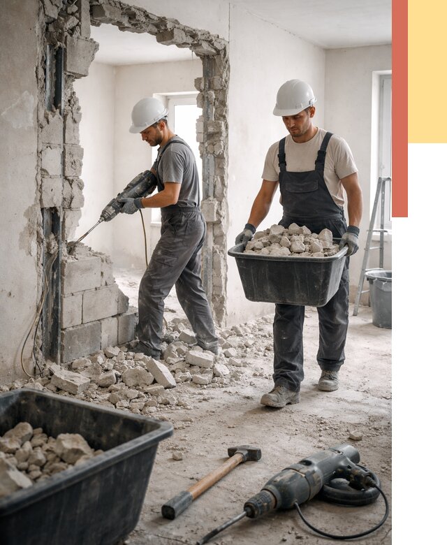 Демонтаж блоковых перегородок в Новочеркасске от 3838 руб. — быстро и недорого | ОТДЕЛОЧНИК-Нвч