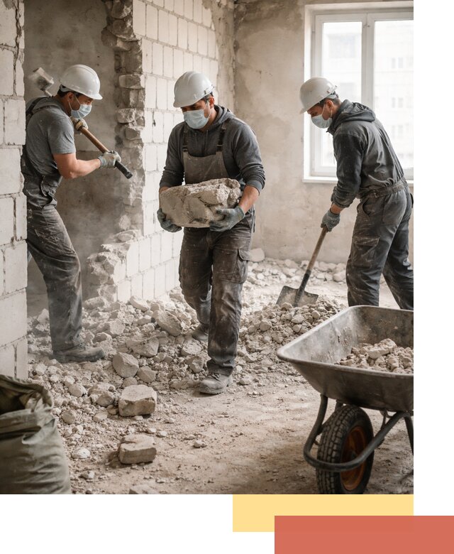 Демонтаж блочных перегородок в Новочеркасске быстро и аккуратно