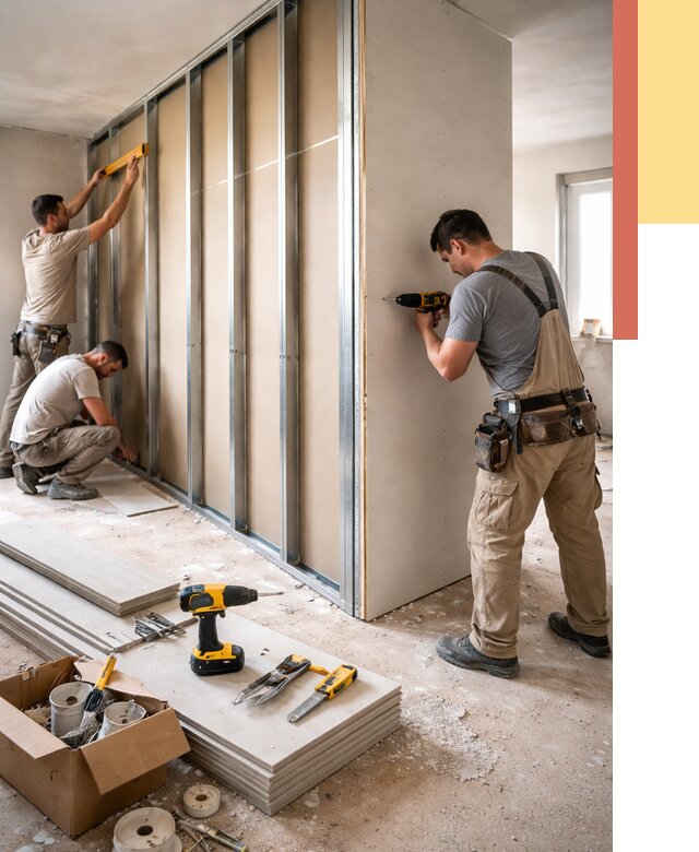 Монтаж однослойной перегородки из гипсокартона в Новочеркасске от 665 руб. | ОТДЕЛОЧНИК-Нвч