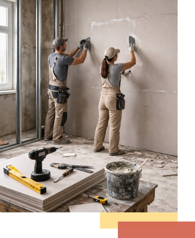 Монтаж двухслойной перегородки из гипсокартона в Новочеркасске