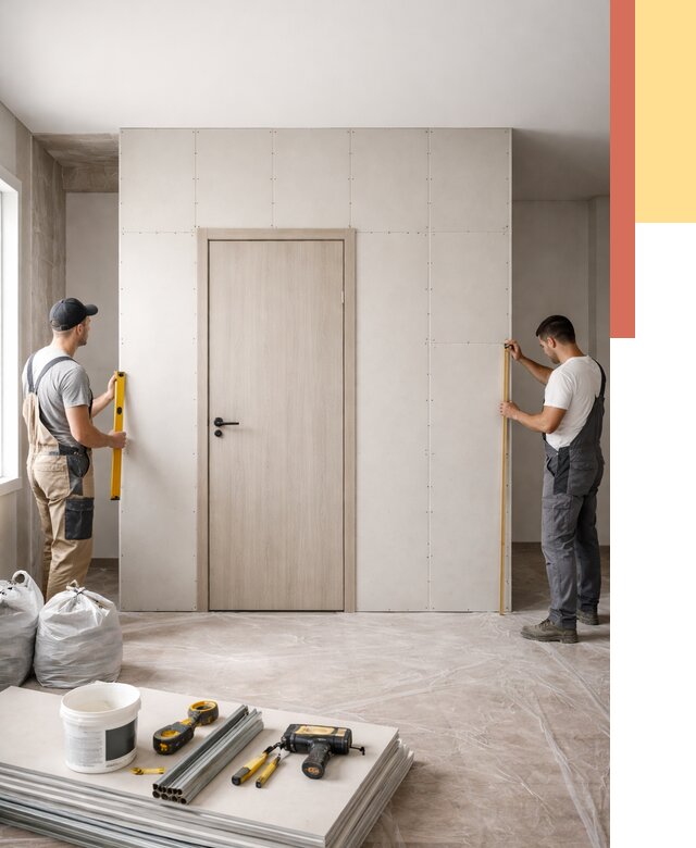 Перегородка из гипсокартона с дверью в Новочеркасске от 4605 руб. под ключ | ОТДЕЛОЧНИК-Нвч