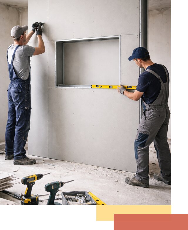 Перегородка из гипсокартона с нишей под декор в Новочеркасске