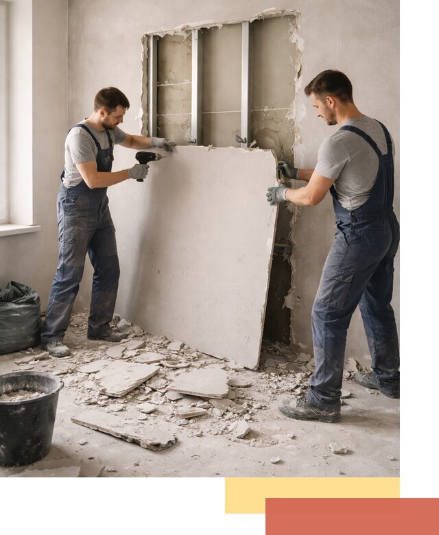 Демонтаж перегородки из гипсокартона в Новочеркасске быстрый и аккуратный