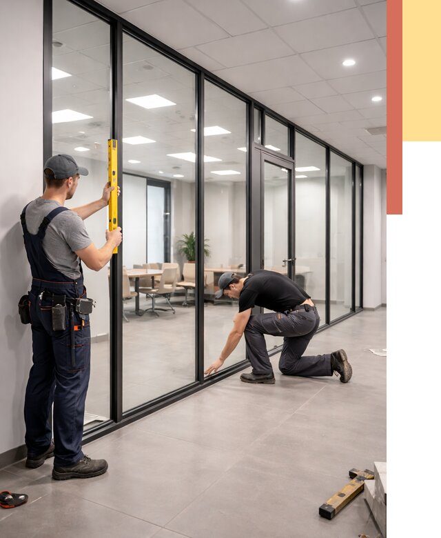 Каркасные стеклянные перегородки в Новочеркасске под ключ от 9415 руб. | ОТДЕЛОЧНИК-Нвч