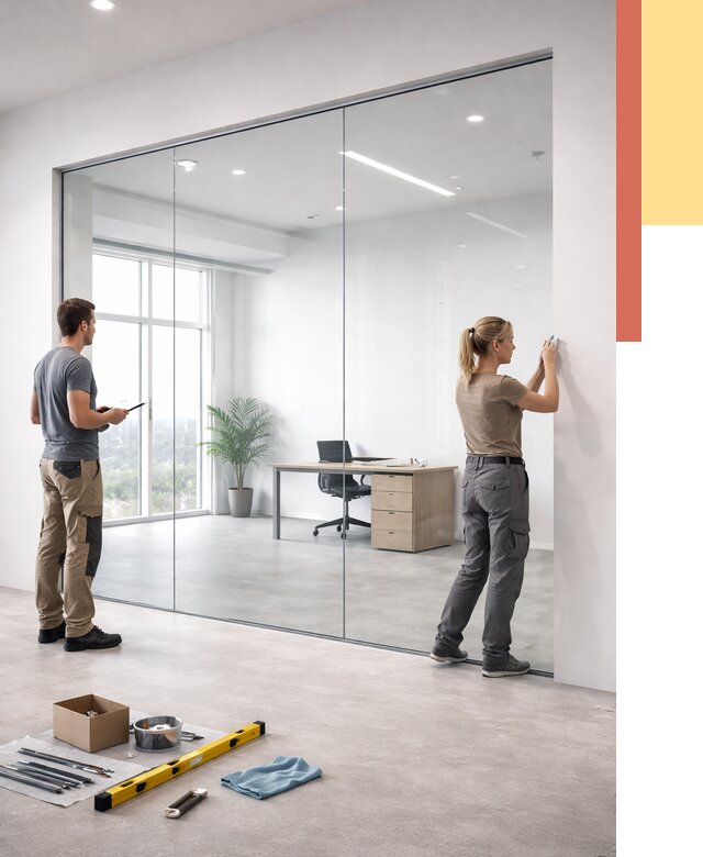 Перегородки из закаленного стекла в Новочеркасске от 9722 руб. под ключ | ОТДЕЛОЧНИК-Нвч