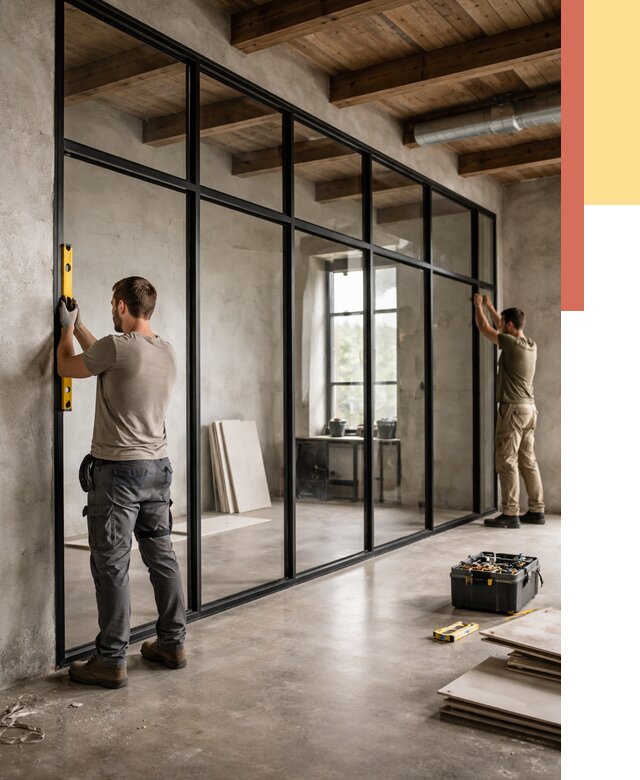 Стеклянные перегородки лофт в Новочеркасске от 10746 руб. под ключ | ОТДЕЛОЧНИК-Нвч