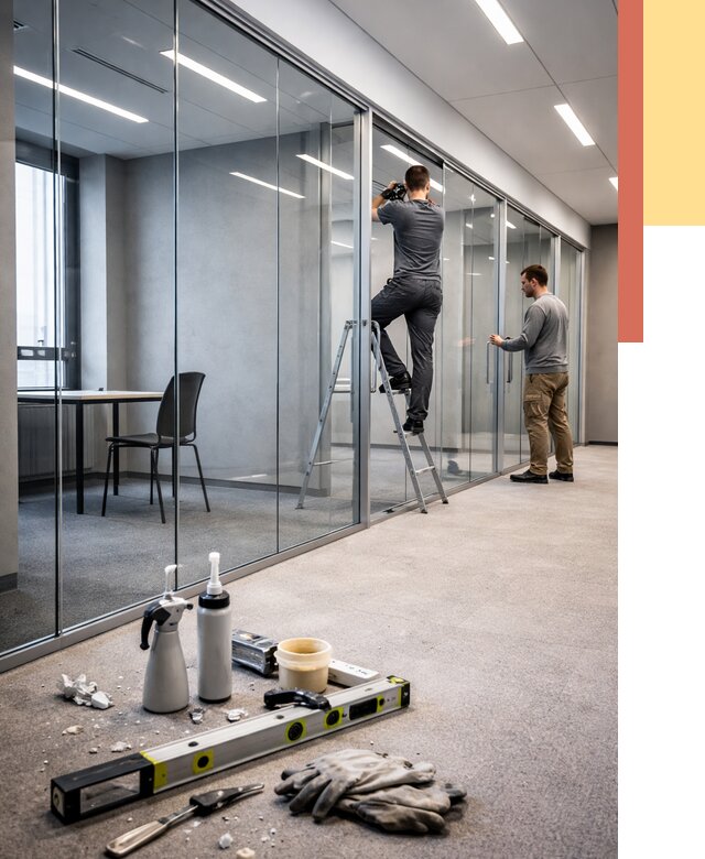 Стеклянные офисные перегородки в Новочеркасске от 8699 руб. — монтаж и установка | ОТДЕЛОЧНИК-Нвч