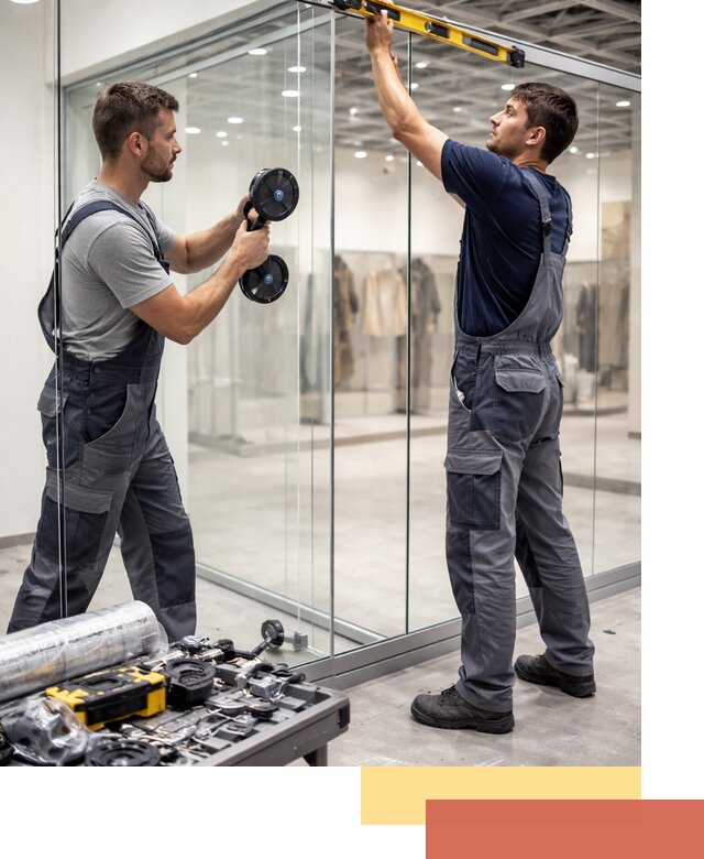 Стеклянные перегородки для магазинов в Новочеркасске — монтаж и установка