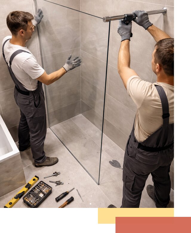 Стеклянные перегородки для душа в Новочеркасске — изготовление и монтаж