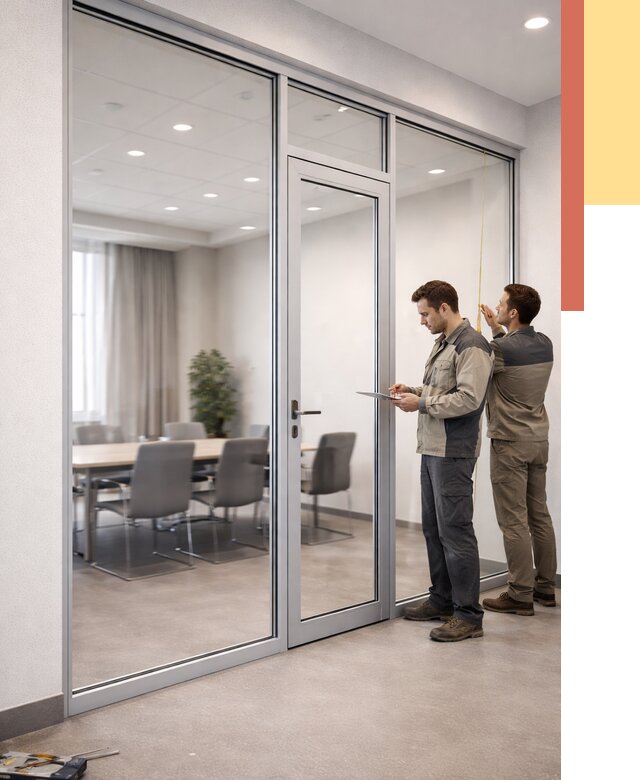 Установка и монтаж алюминиевых перегородок со стеклом в Новочеркасске от 8392 руб. | ОТДЕЛОЧНИК-Нвч