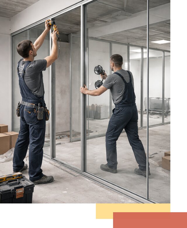 Алюминиевые перегородки со стеклом в Новочеркасске — изготовление и монтаж