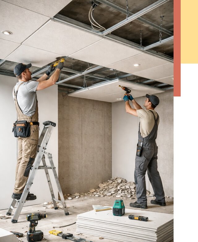 Монтаж акустического потолка в Новочеркасске от 6652 руб/м2 — быстро и недорого | ОТДЕЛОЧНИК-Нвч