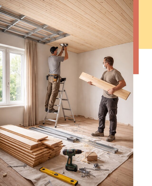 Монтаж потолка из вагонки в Новочеркасске от 6652 руб. | Быстро и недорого — ОТДЕЛОЧНИК-Нвч