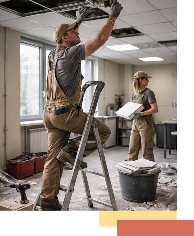 Ремонт потолка Армстронг и замена плит в Новочеркасске