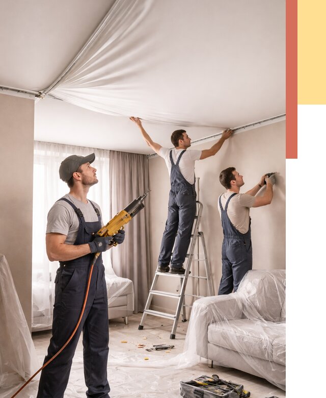 Установка натяжного потолка в Новочеркасске от 4605 руб. | Быстро и недорого — ОТДЕЛОЧНИК-Нвч