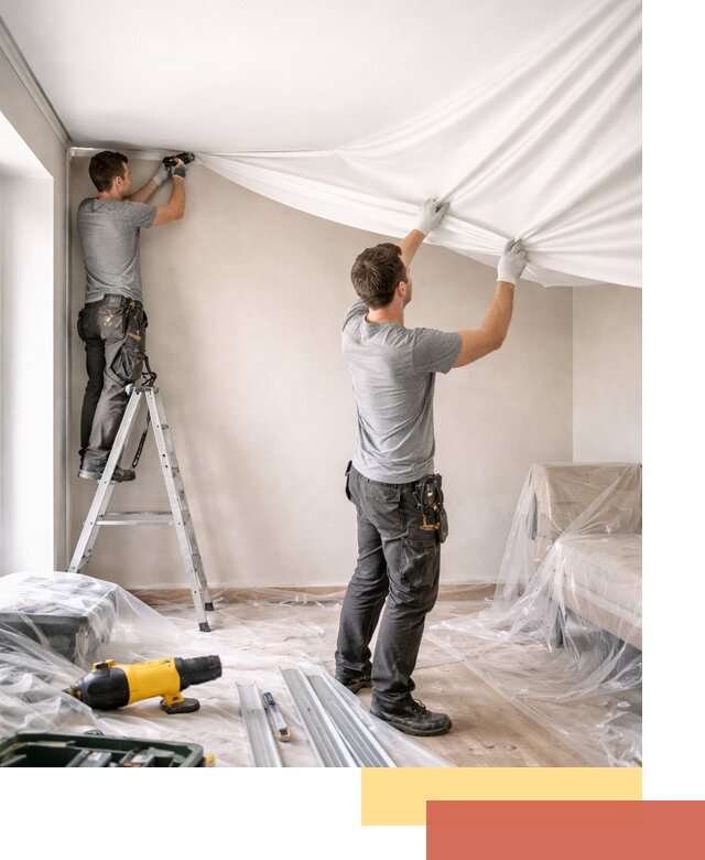 Монтаж тканевого натяжного потолка в Новочеркасске недорого и быстро