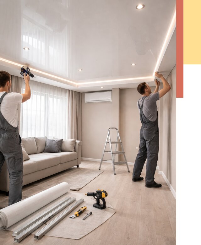 Монтаж глянцевого натяжного потолка в Новочеркасске от 768 руб. под ключ | ОТДЕЛОЧНИК-Нвч