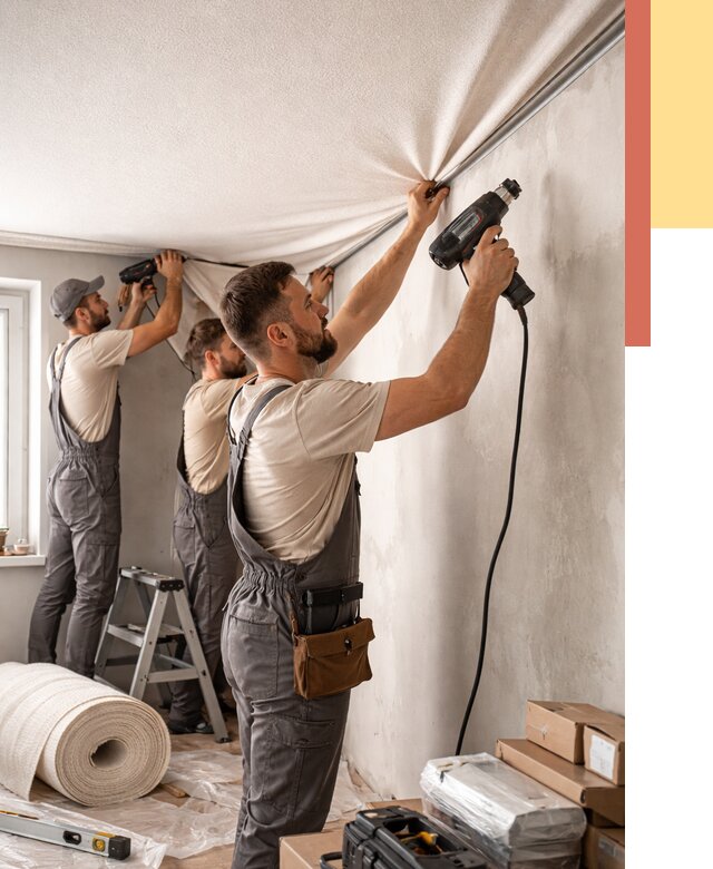 Монтаж фактурного натяжного потолка в Новочеркасске от 768 руб. — ОТДЕЛОЧНИК-Нвч