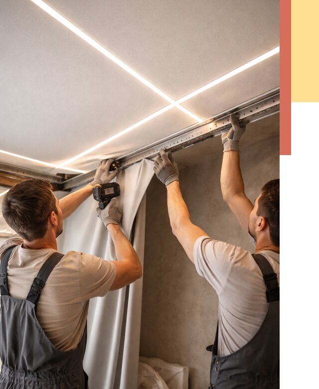 Монтаж натяжного потолка со световыми линиями в Новочеркасске от 1228 руб. | ОТДЕЛОЧНИК-Нвч