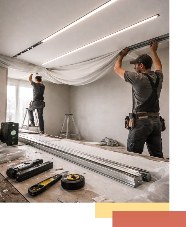 Монтаж натяжных потолков со световыми линиями в Новочеркасске