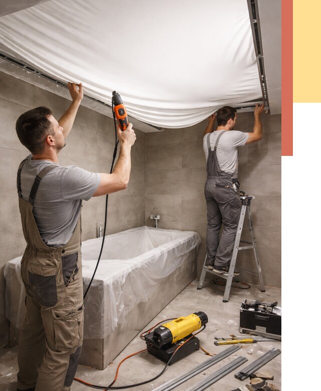 Монтаж натяжного потолка в ванной в Новочеркасске от 1228 руб. под ключ | ОТДЕЛОЧНИК-Нвч