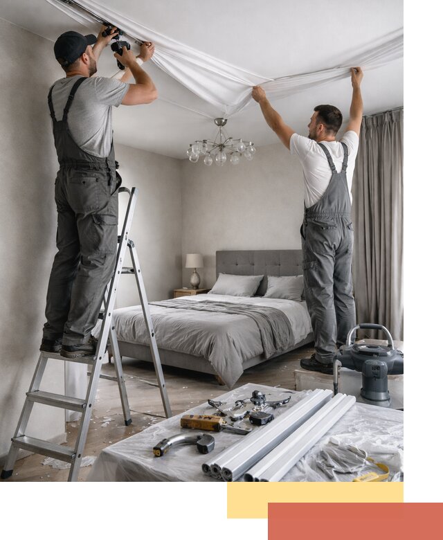 Монтаж натяжного потолка в спальне в Новочеркасске