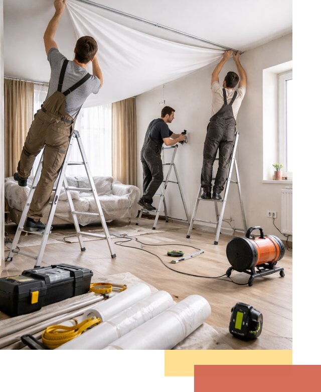 Монтаж натяжного потолка в гостиной в Новочеркасске