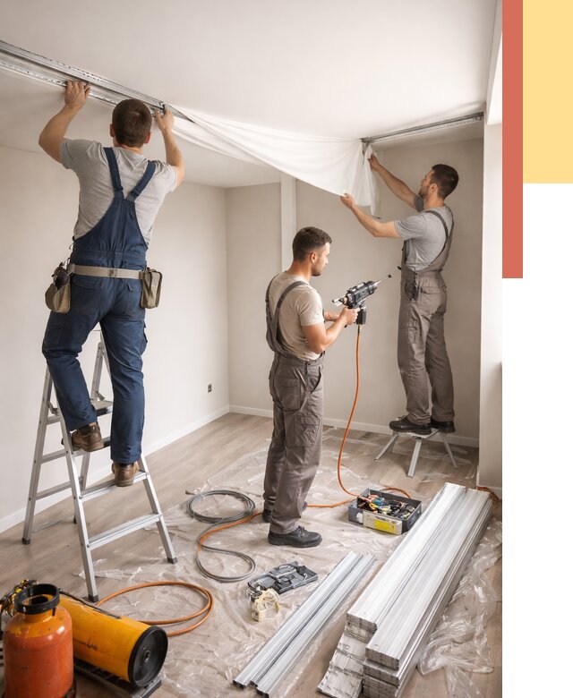 Монтаж натяжного потолка в студии в Новочеркасске от 5629 руб. — быстро и недорого | ОТДЕЛОЧНИК-Нвч