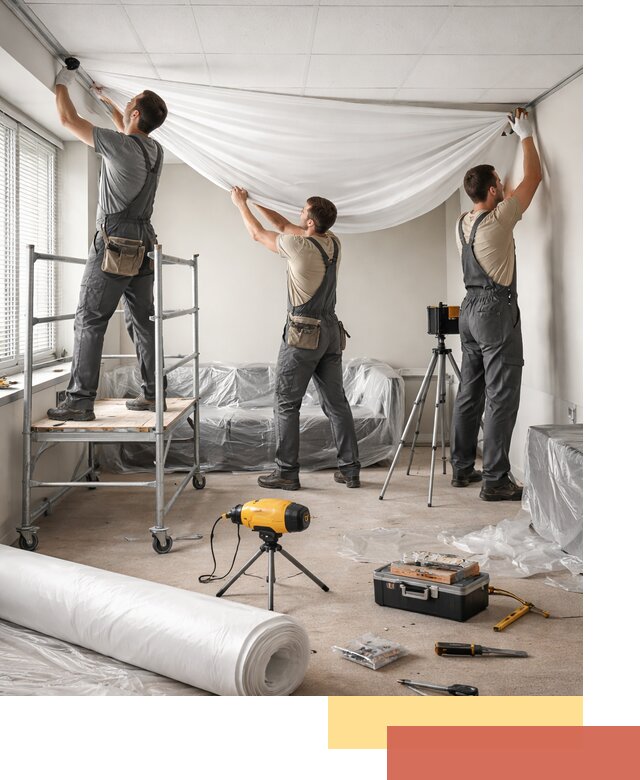 Монтаж натяжного потолка в офисе в Новочеркасске