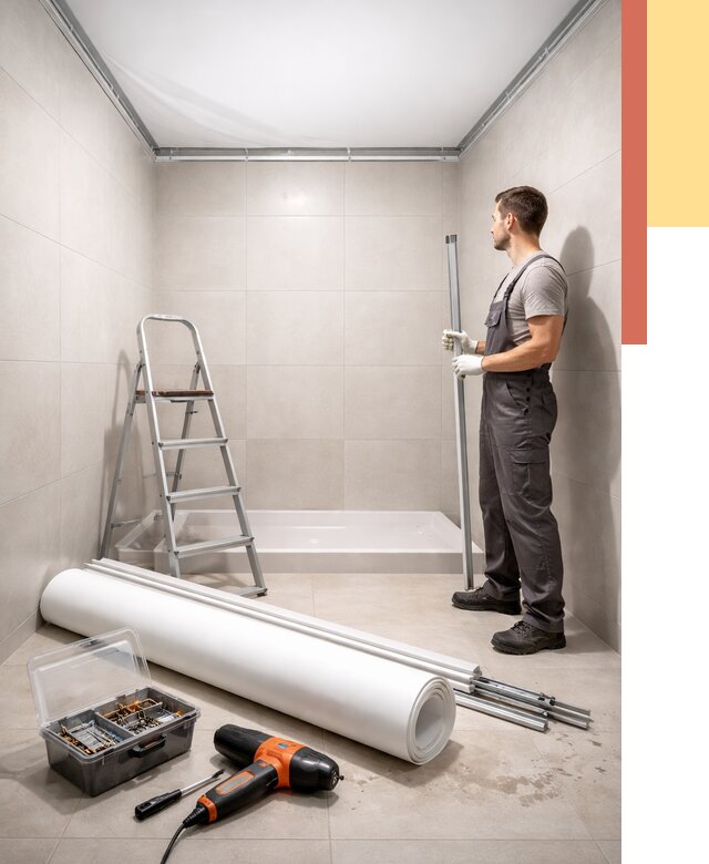 Монтаж натяжного потолка в санузле в Новочеркасске от 1893 руб. — ОТДЕЛОЧНИК-Нвч