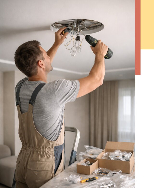 Установка люстры в натяжной потолок в Новочеркасске от 1228 руб. | Быстро и недорого — ОТДЕЛОЧНИК-Нвч