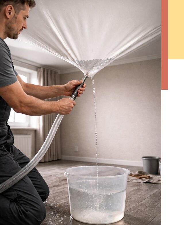 Слив воды с натяжного потолка в Новочеркасске от 2559 руб. быстро и недорого | ОТДЕЛОЧНИК-Нвч