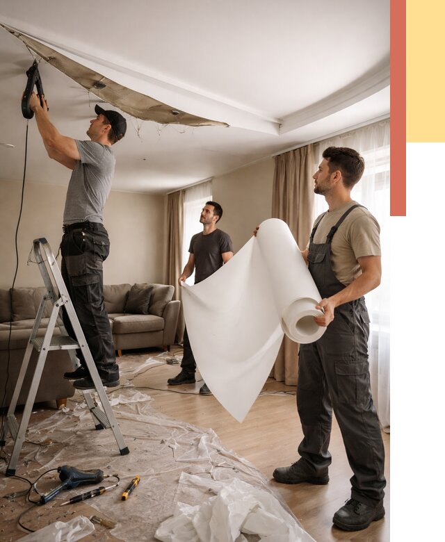 Замена полотна натяжного потолка в Новочеркасске от 9722 руб. быстро и недорого | ОТДЕЛОЧНИК-Нвч