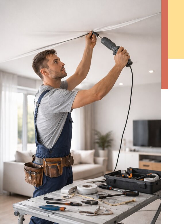 Ремонт натяжных потолков в Новочеркасске от 9722 руб. под ключ — ОТДЕЛОЧНИК-Нвч