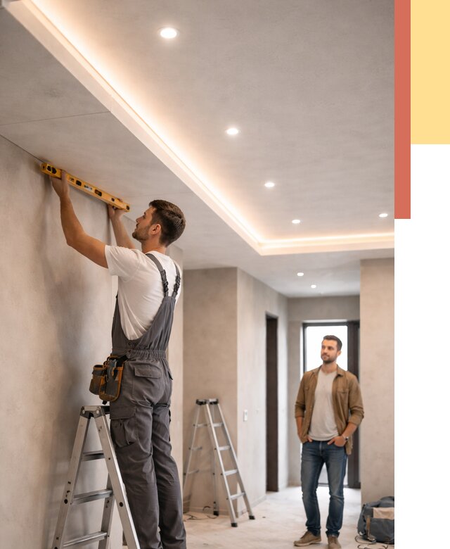 Потолок из гипсокартона с подсветкой в Новочеркасске от 768 руб./м2 под ключ | ОТДЕЛОЧНИК-Нвч