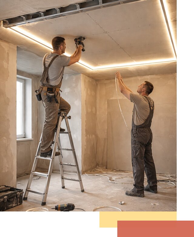 Потолок из гипсокартона с подсветкой в Новочеркасске