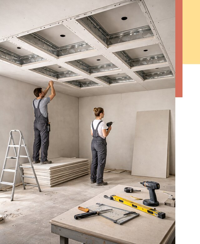 Кессонный потолок из гипсокартона в Новочеркасске от 1893 руб. — монтаж и под ключ | ОТДЕЛОЧНИК-Нвч