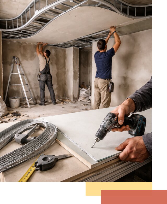 Криволинейный потолок из гипсокартона в Новочеркасске — монтаж и отделка