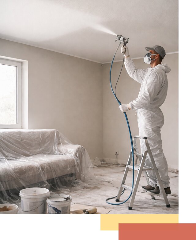 Покраска потолка краскопультом в Новочеркасске быстро и качественно